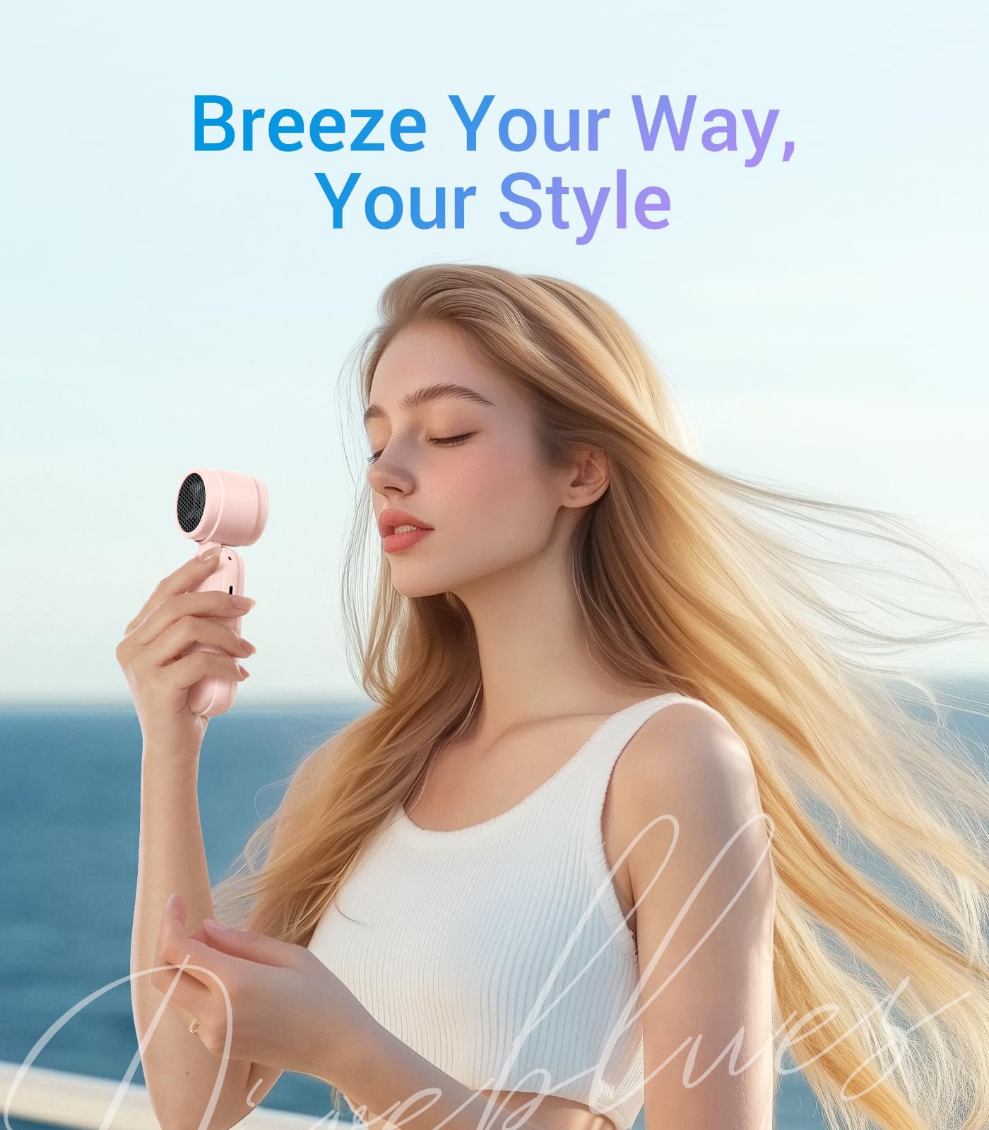Diveblues Handheld Fan, 30ft/s Mini Portable Turbo Fan [12H Max Cooling], 4000mAh Personal Fan with LED Display, 3-in-1 Hand Held/Neck/Desk Fan for Travel, Cruise, Disney Essentials