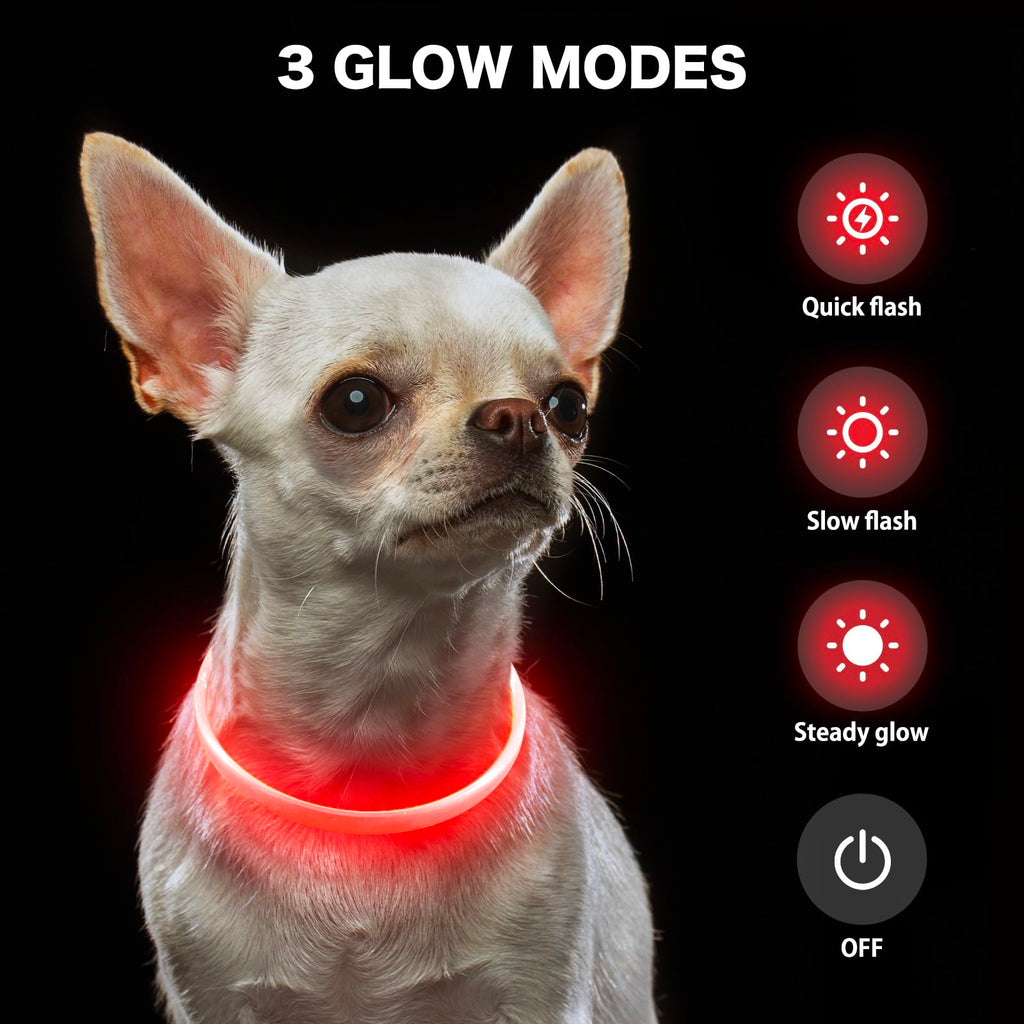 BSEEN Light Up Dog Collar, High Visibility LED Dog Collar Rechargeable- Rainproof TPU Cuttable Glowing Pet Collar for Small Dogs & Cats - Puppy Safety Lights for Night Walking (XS- Blue 40cm)