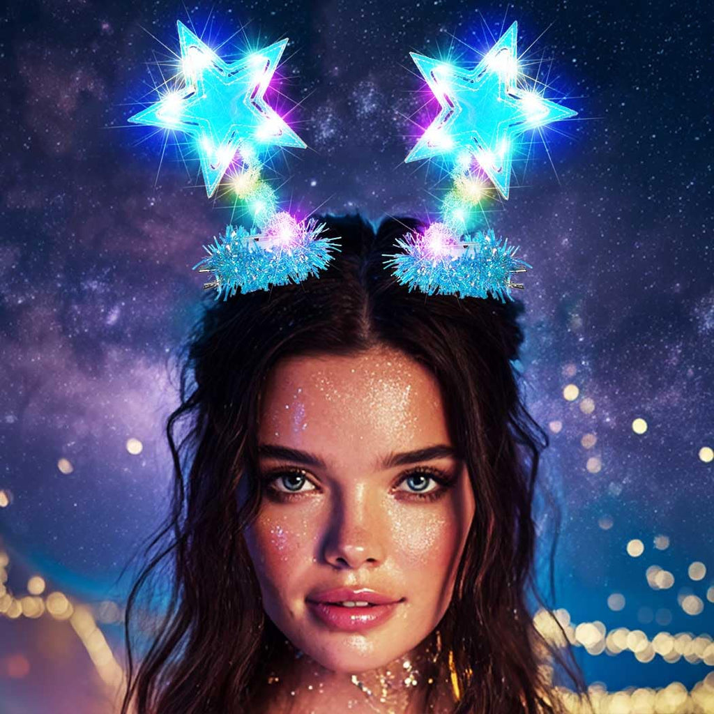 BARTOSI Light Up Moon Hair Clips LED Crescent Moon Hair Clip Glow Custome Hair Accessories for Women and Girls (Pack of 2)