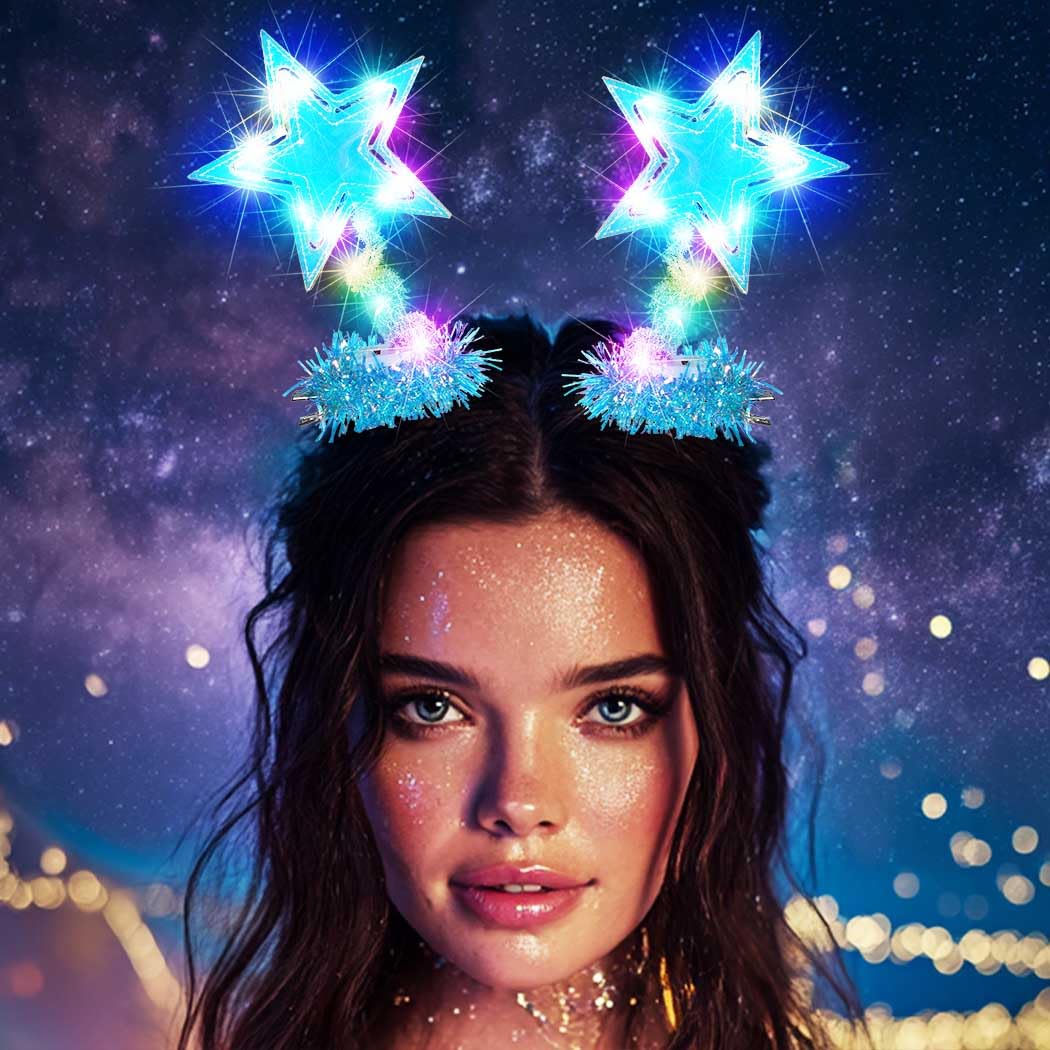 BARTOSI Light Up Moon Hair Clips LED Crescent Moon Hair Clip Glow Custome Hair Accessories for Women and Girls (Pack of 2)