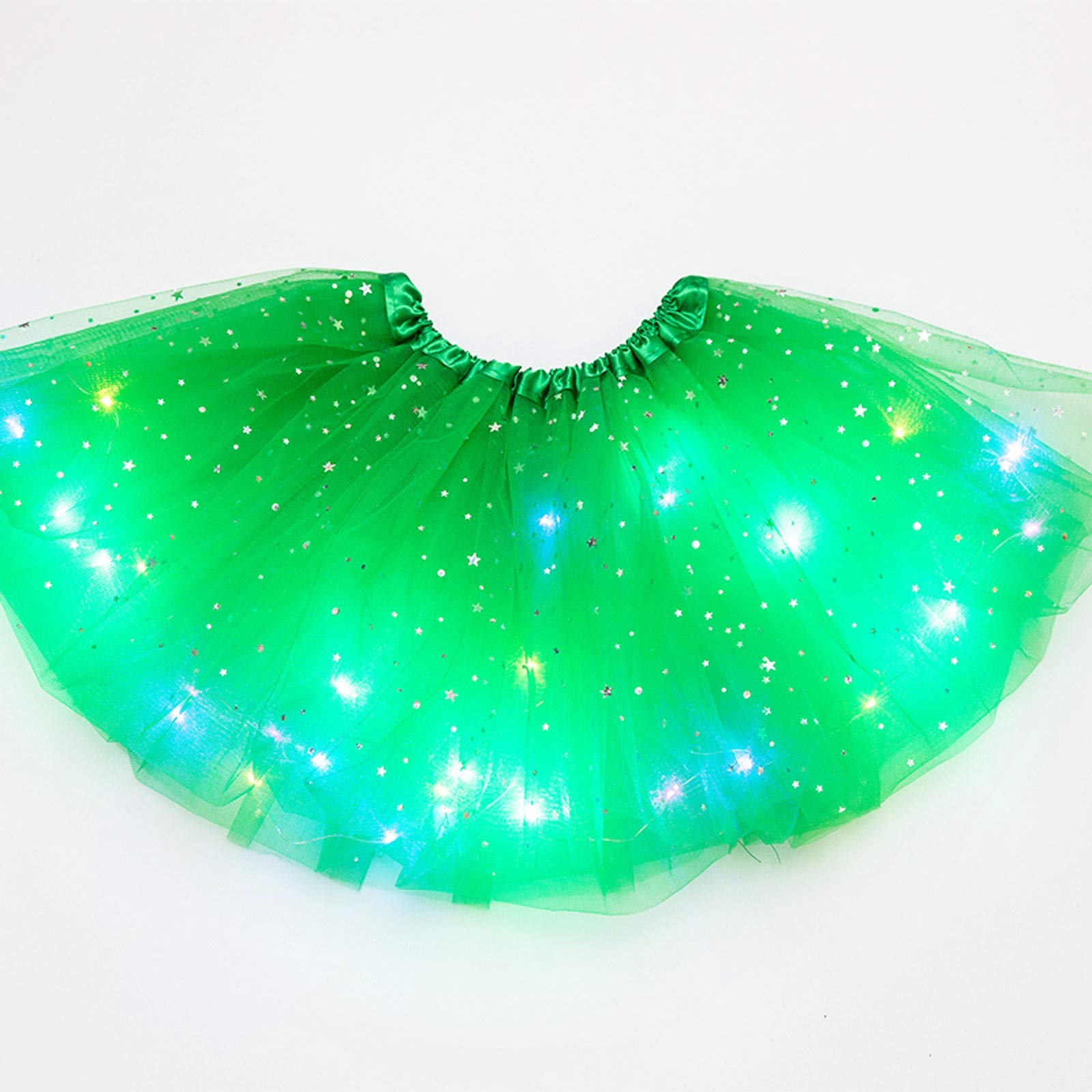 Women's Tutus Running Rave Dance Colorful Tutus Skirt LED Lights 3 Layer Mesh Puffy Ballerina Skirtes