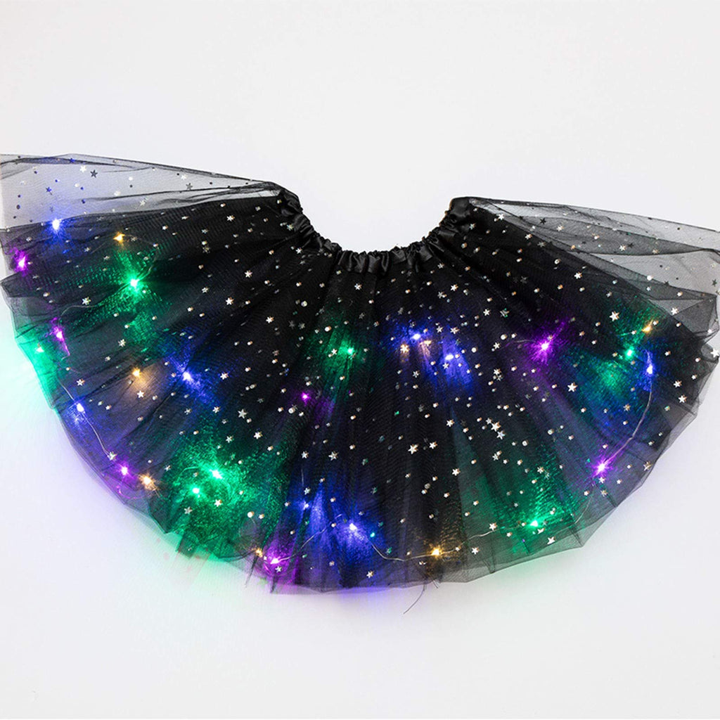Women's Tutus Running Rave Dance Colorful Tutus Skirt LED Lights 3 Layer Mesh Puffy Ballerina Skirtes