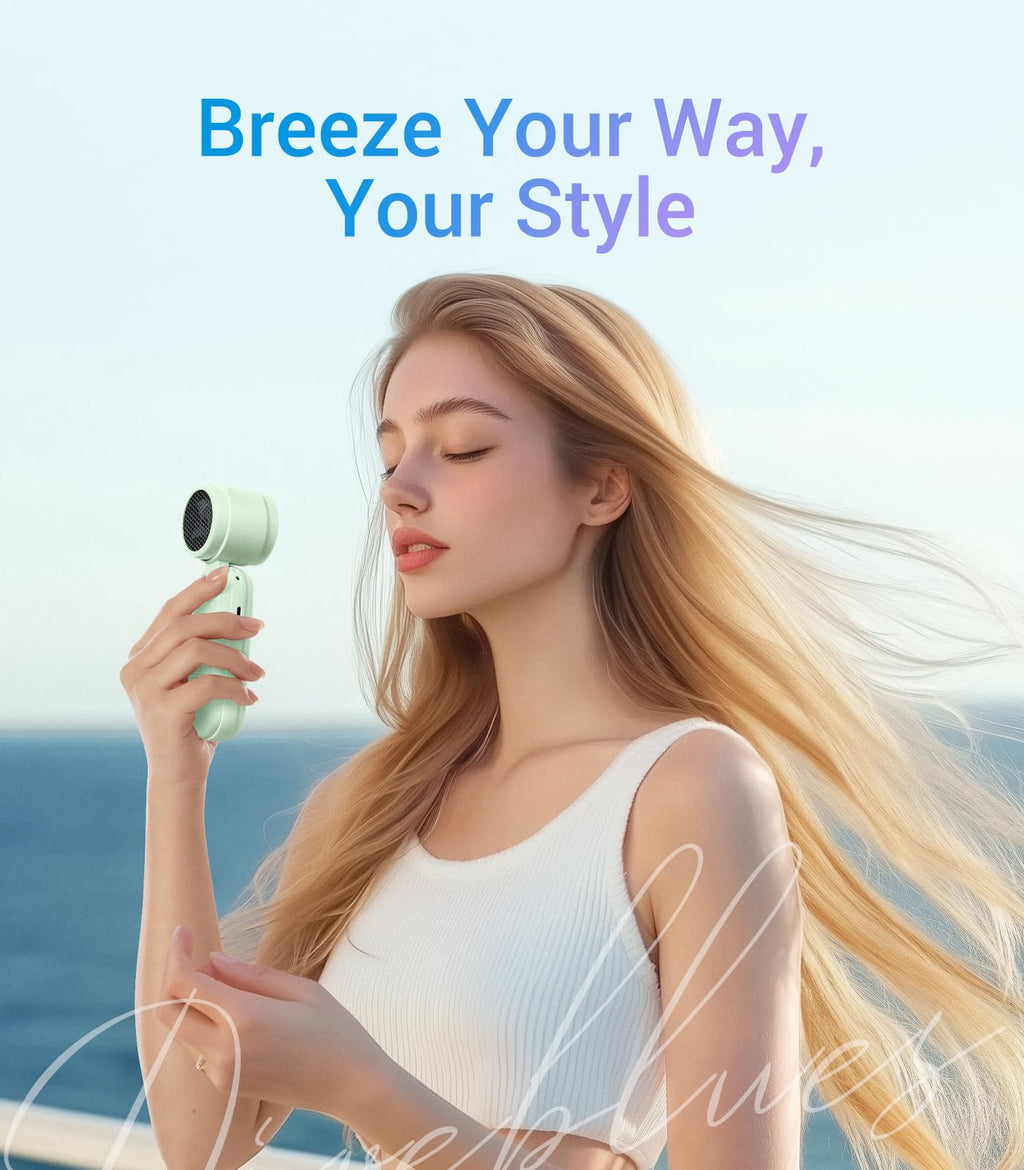 Diveblues Handheld Fan, 30ft/s Mini Portable Turbo Fan [12H Max Cooling], 4000mAh Personal Fan with LED Display, 3-in-1 Hand Held/Neck/Desk Fan for Travel, Cruise, Disney Essentials