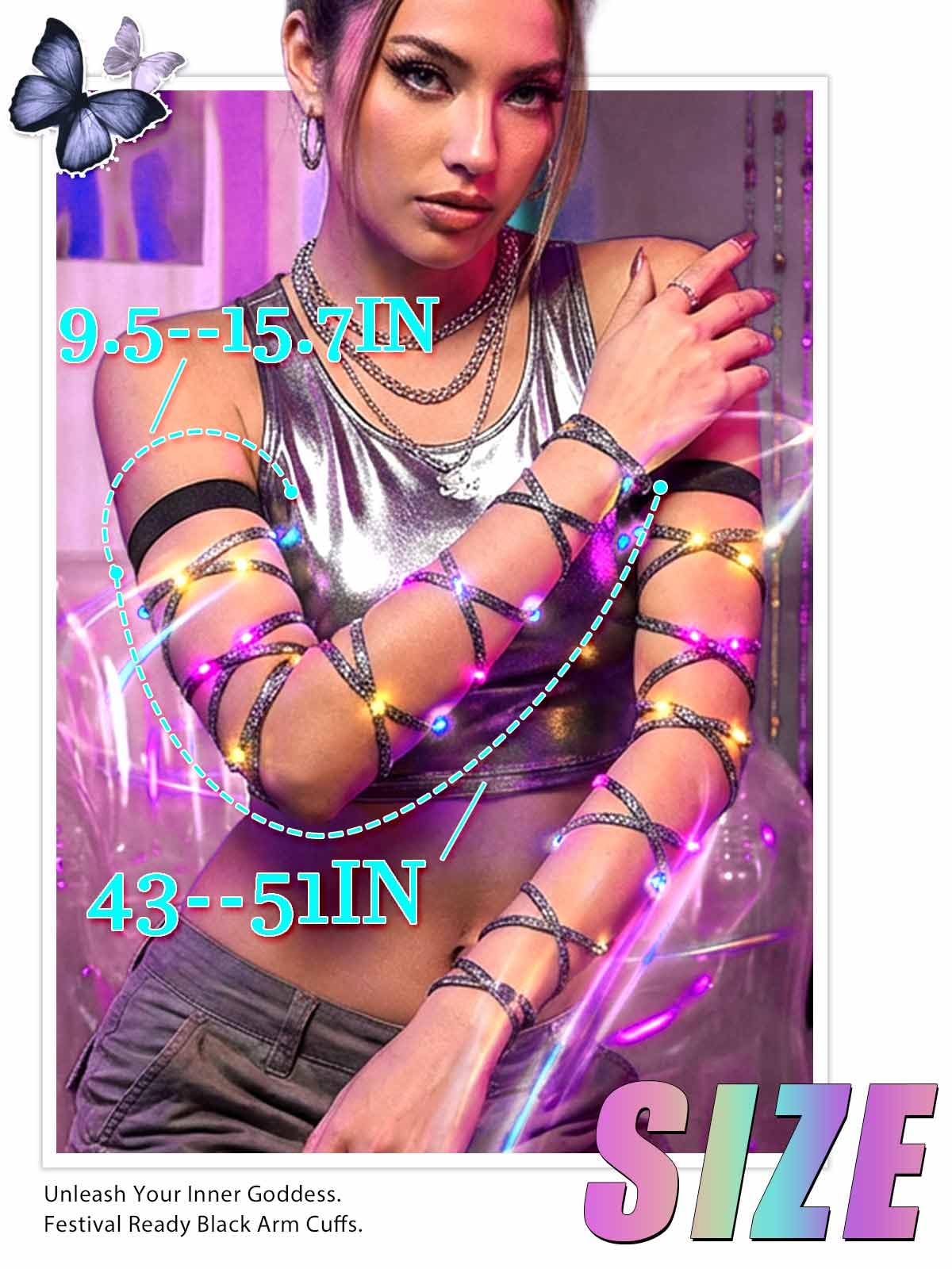 Arm Wraps Rave Glow Body Harness Light Up Hand Straps Cyberpunk Neon EDM Outfit Festival Accessories for Women