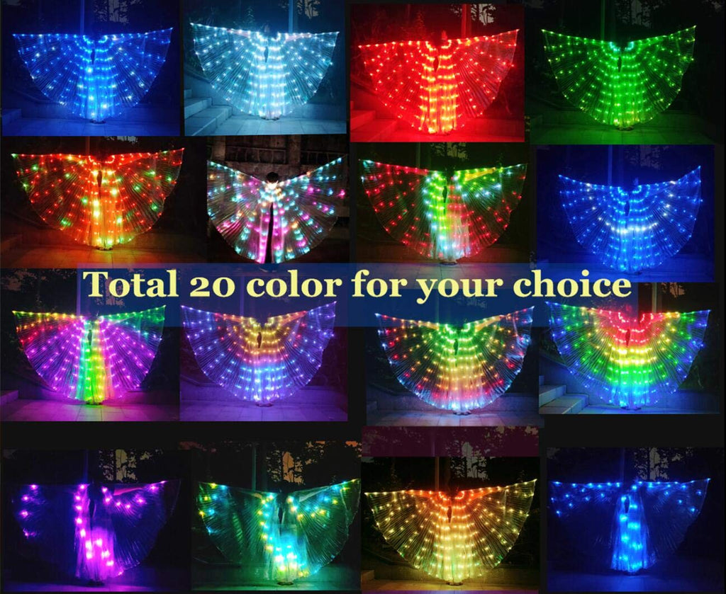 SHINYOU LED Isis Wings Glow Light Up Belly Dance Costumes with Sticks Performance Clothing Carnival Halloween