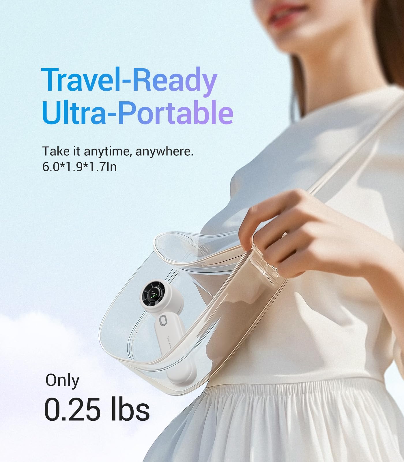 Diveblues Handheld Fan, 30ft/s Mini Portable Turbo Fan [12H Max Cooling], 4000mAh Personal Fan with LED Display, 3-in-1 Hand Held/Neck/Desk Fan for Travel, Cruise, Disney Essentials