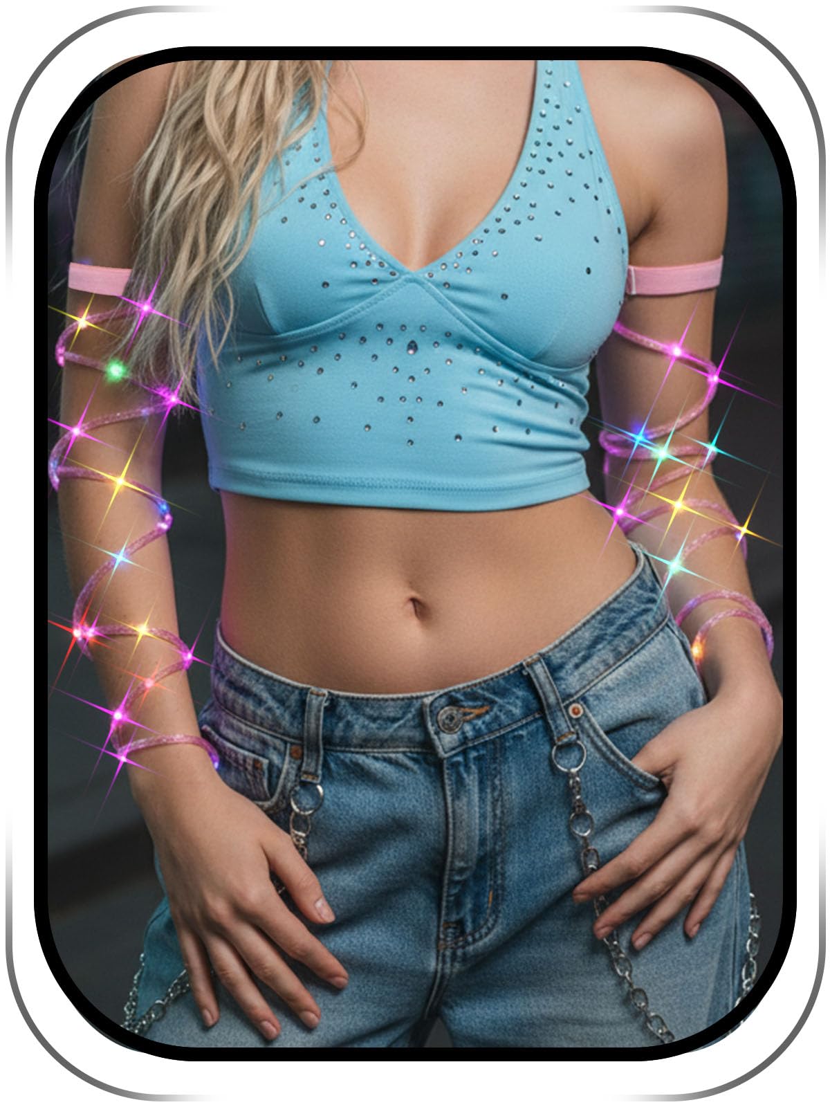 Arm Wraps Rave Glow Body Harness Light Up Hand Straps Cyberpunk Neon EDM Outfit Festival Accessories for Women