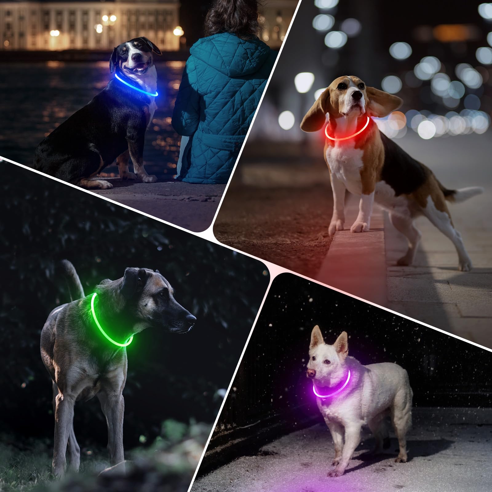 BSEEN Light Up Dog Collar, High Visibility LED Dog Collar Rechargeable- Rainproof TPU Cuttable Glowing Pet Collar for Small Dogs & Cats - Puppy Safety Lights for Night Walking (XS- Blue 40cm)