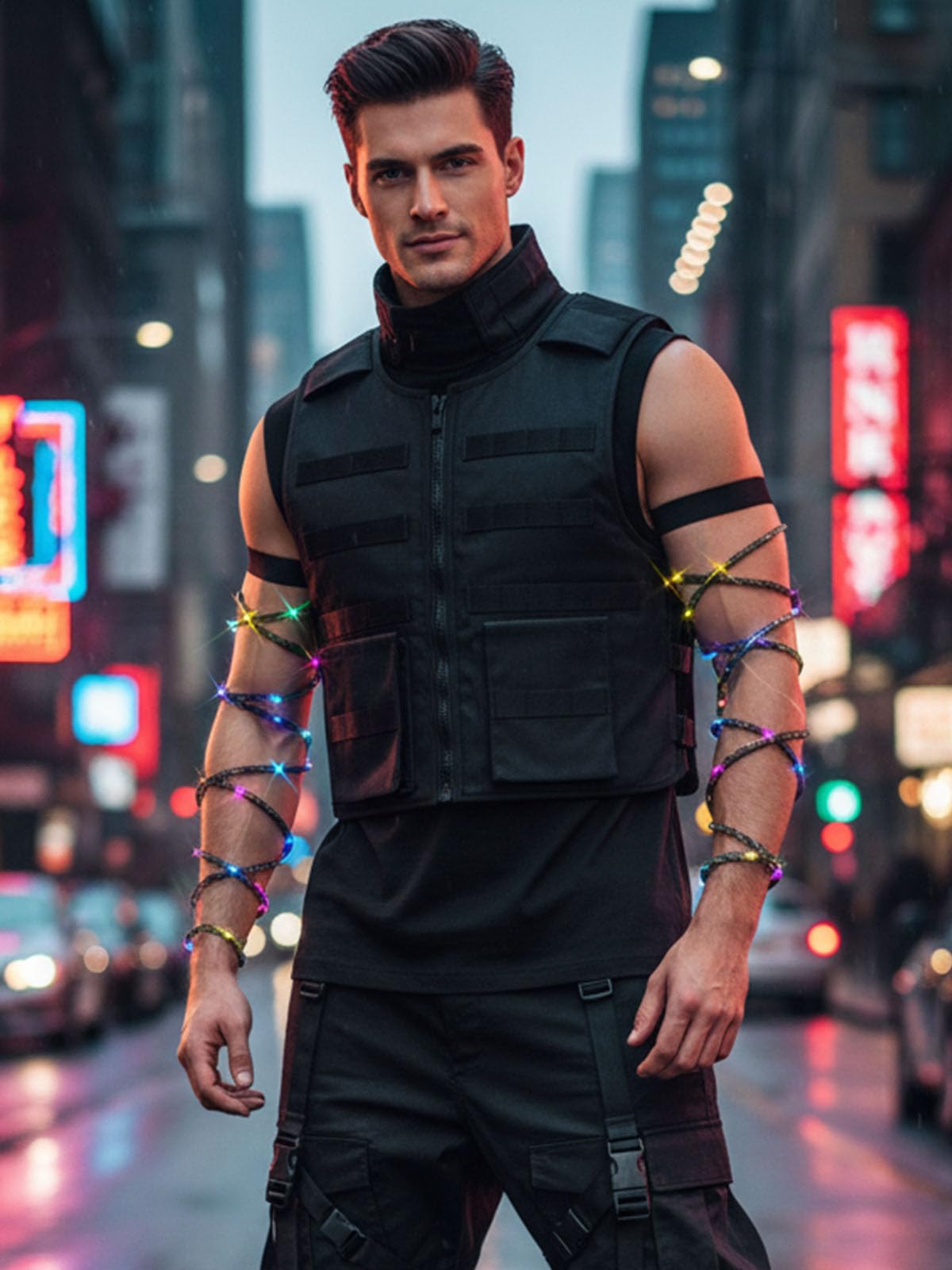 Arm Wraps Rave Glow Body Harness Light Up Hand Straps Cyberpunk Neon EDM Outfit Festival Accessories for Women
