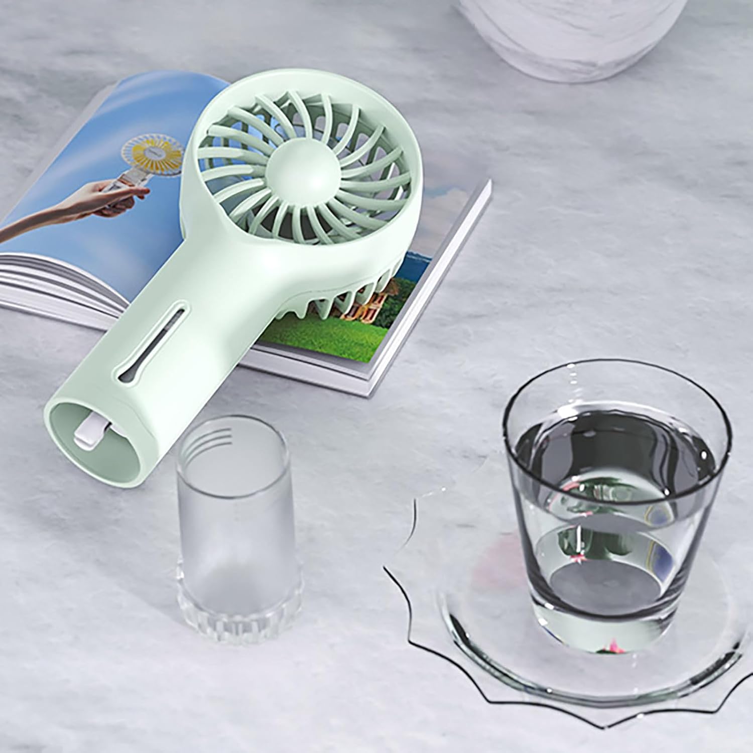 Mini Hand Fan with Mist, USB Rechargeable 3 Speeds Portable Misting Fan,Summer Powerful Cooling Battery Operated Quiet Portable Personal Fan for Gym Travel Makeup Office Car Camping