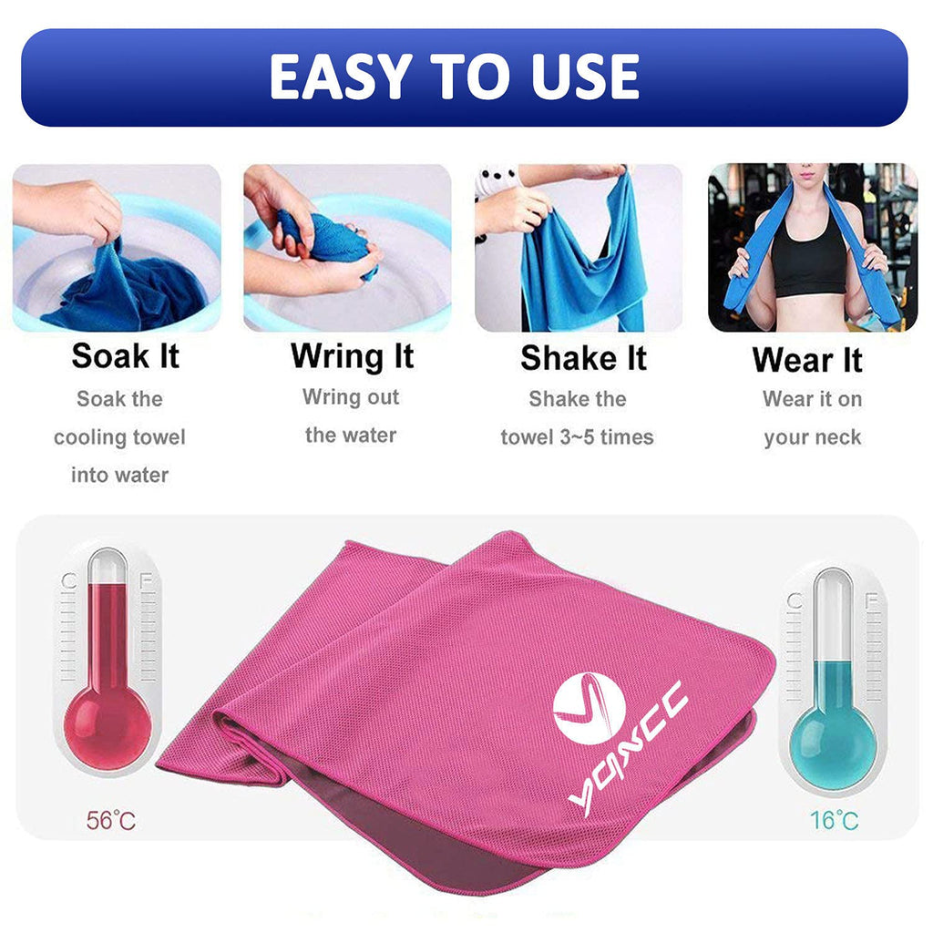YQXCC Cooling Towels | 4 Pack 47"x12" | Ice Cool for Neck | Microfiber Soft Breathable Chilly | for Yoga, Sports, Golf, Gym, Camping, Running, Fitness, Workout & More Activities