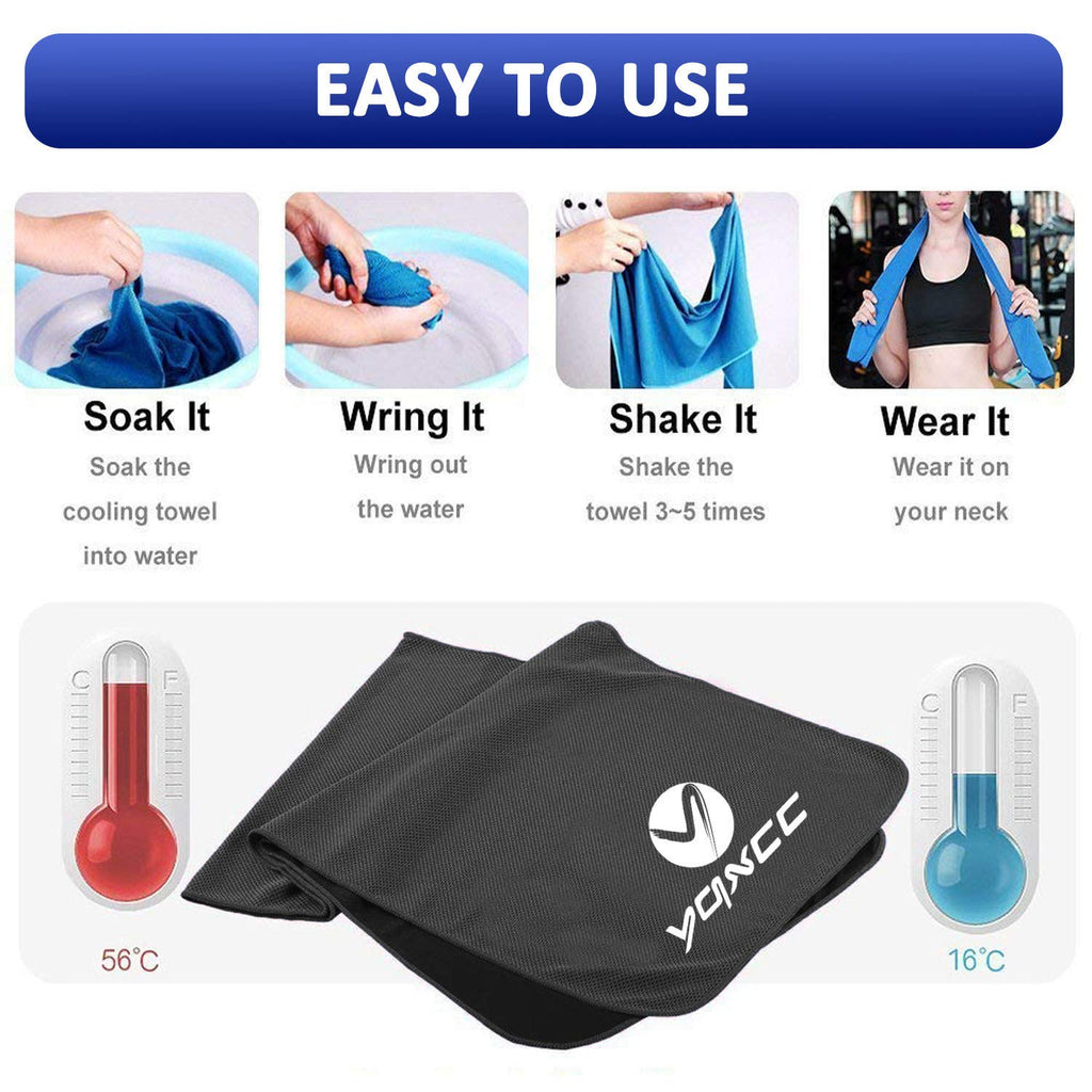 YQXCC Cooling Towels | 4 Pack 47"x12" | Ice Cool for Neck | Microfiber Soft Breathable Chilly | for Yoga, Sports, Golf, Gym, Camping, Running, Fitness, Workout & More Activities