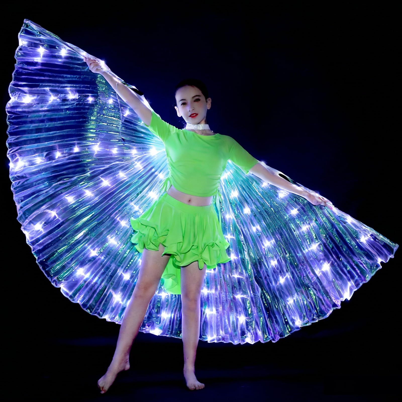 Girls Light up Angel Wings Led Wings Belly Dance Costumes for Halloween Christmas Rave Party