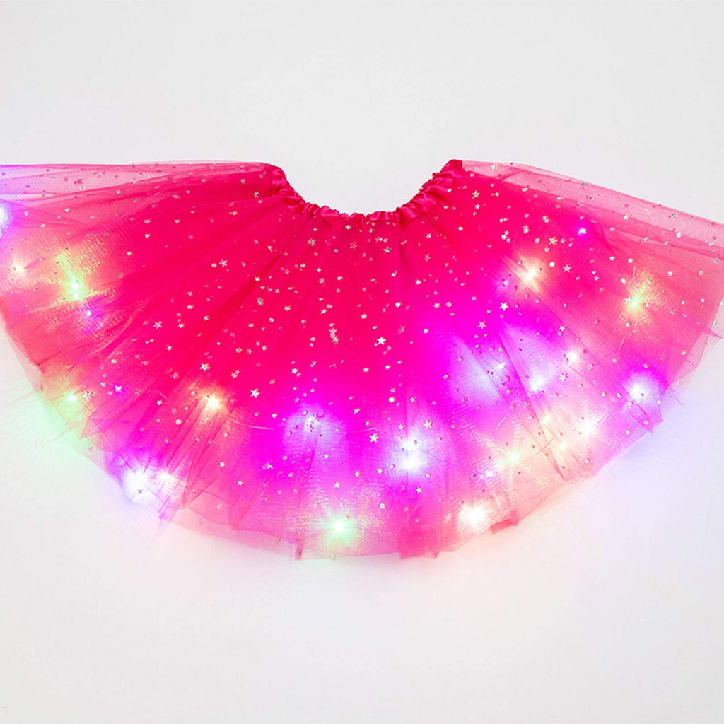 Women's Tutus Running Rave Dance Colorful Tutus Skirt LED Lights 3 Layer Mesh Puffy Ballerina Skirtes