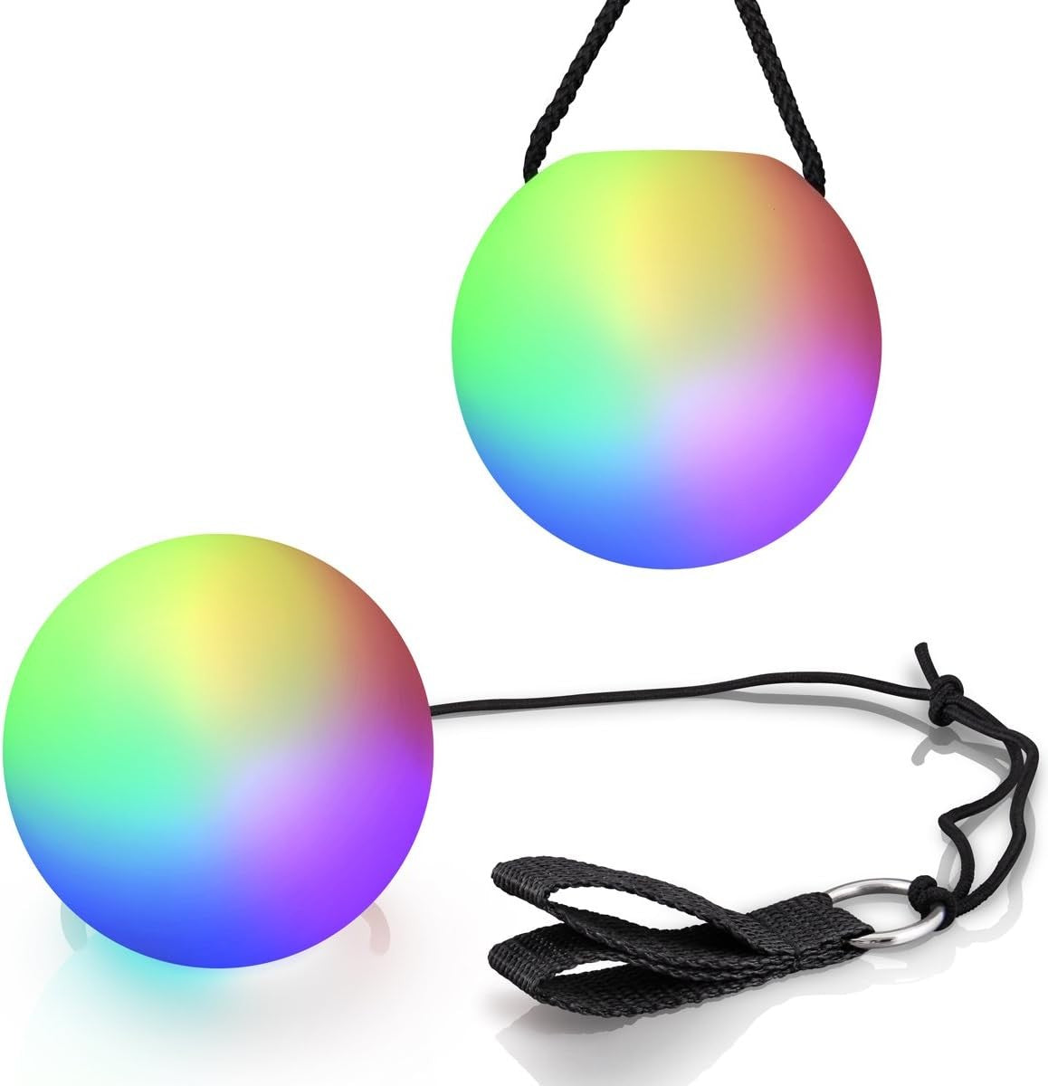 LED Poi Ball Swirling Light Rave Toy (Set of 2) Color Changing Poi Balls