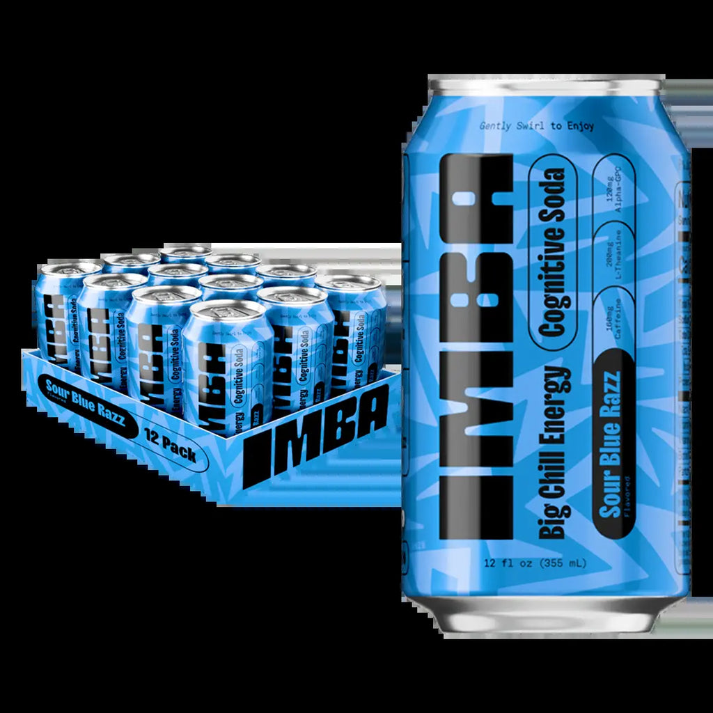 IMBA Sour Blue Razz Energy Drink - 12 Pack of 355 Ml Cans - Non GMO, Vegan, Gluten Free, No Artificial Colors or Sweeteners