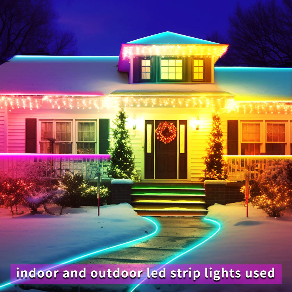 50Ft Outdoor LED Strip Lights Waterproof,Ip68 Waterproof LED Light Strips with Remote,App Control Music Sync RGB Outdoor LED Rope Lights,Led Lights for Bedroom,Roof,Pool,Deck,Balcony