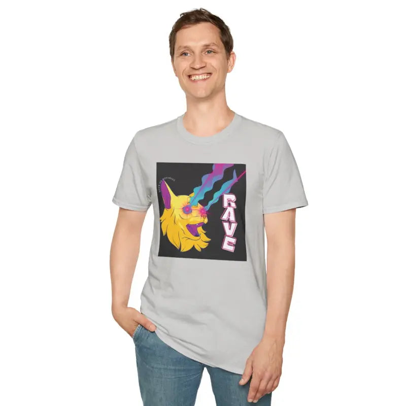 Graphic Rave Tee - Cool Cotton Crew for Music Lovers, Festival Apparel, Gift for Pet Lovers, Retro Aesthetic, Unisex T-Shirt Breathable Top Menswear Casual