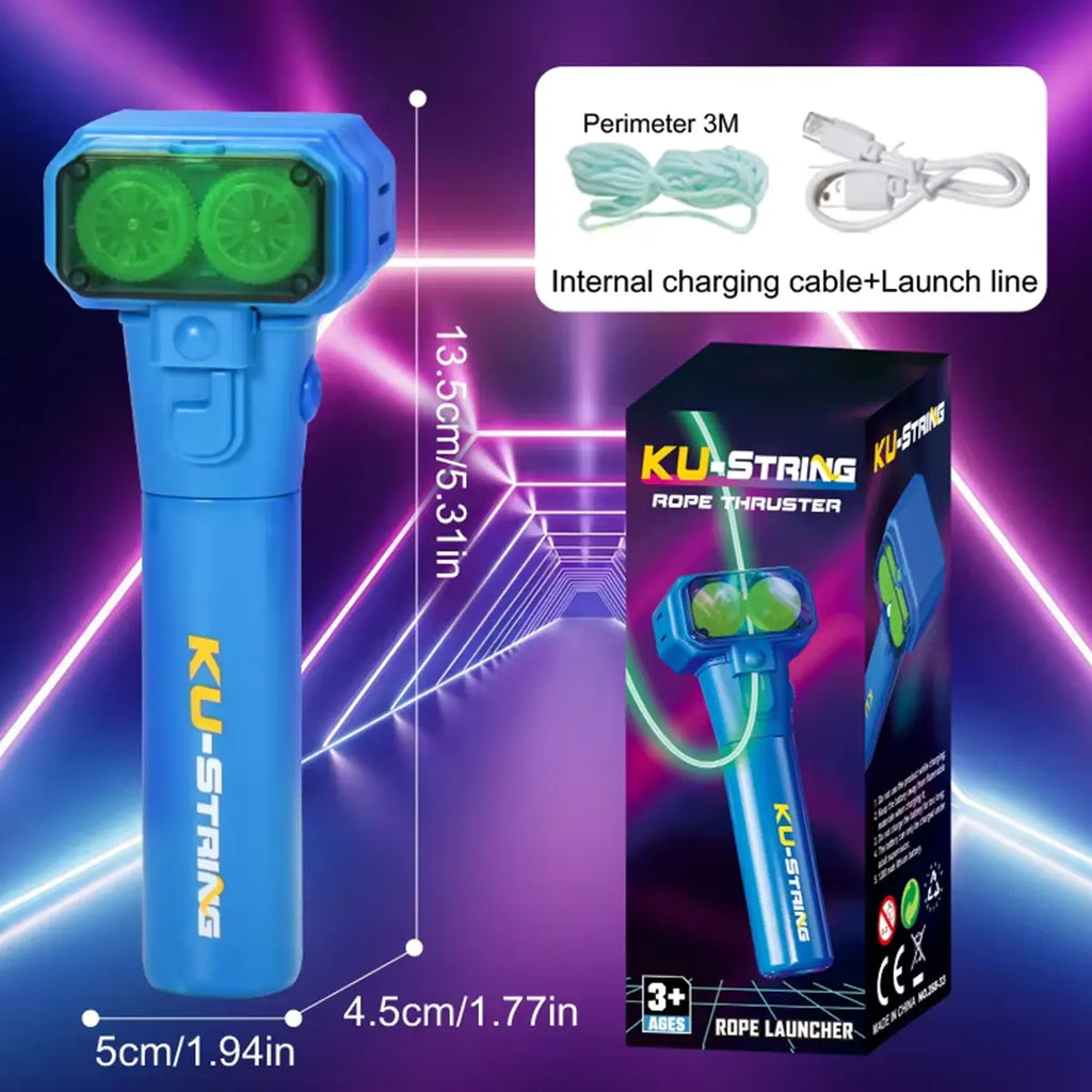 Handheld Fun Stress Reliever Electronic Rope Launcher Toy, the Glow-In-The-Dark String Shooter Toy, Electric Luminous Rope Light, Portable Rope Launcher, Gift for Adult and Kids Rope Launcher, Viral Fidget Toy Gadget, Music Festival Rave Dance Accessory