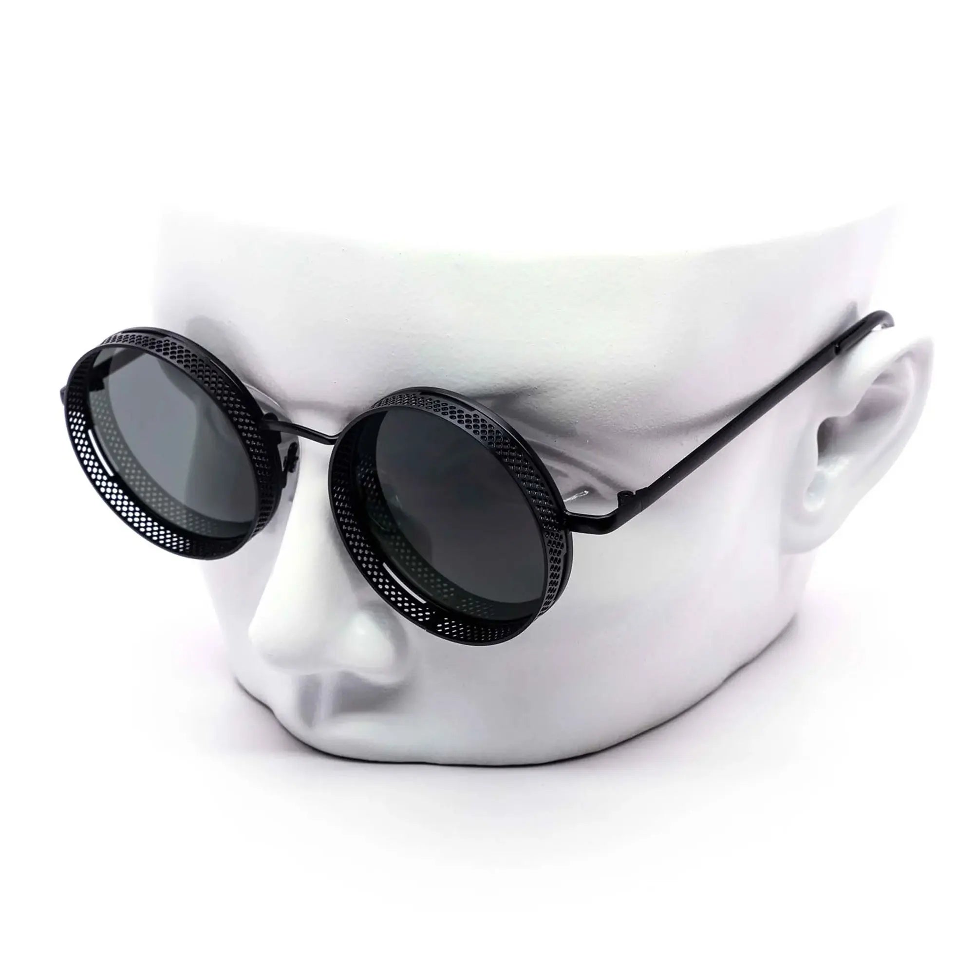 Steampunk Metal Oversized Rave Bat Face Contour Y2K Punk Retro Shield Sunglasses, 100% UV Polycarbonate Protection