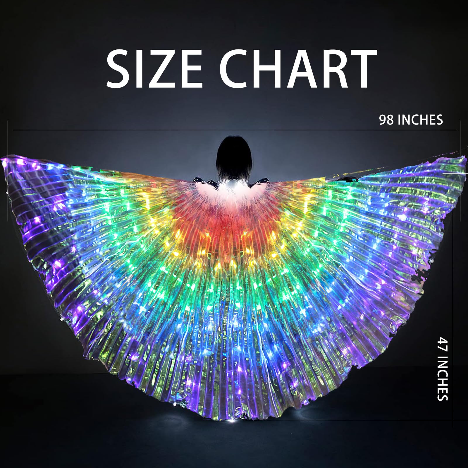 Girls Light up Angel Wings Led Wings Belly Dance Costumes for Halloween Christmas Rave Party