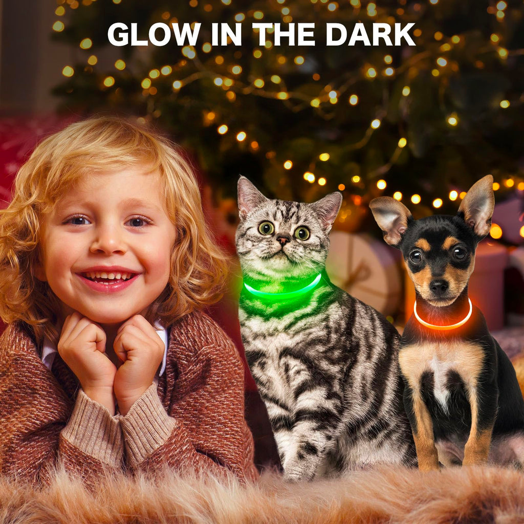 BSEEN Light Up Dog Collar, High Visibility LED Dog Collar Rechargeable- Rainproof TPU Cuttable Glowing Pet Collar for Small Dogs & Cats - Puppy Safety Lights for Night Walking (XS- Blue 40cm)