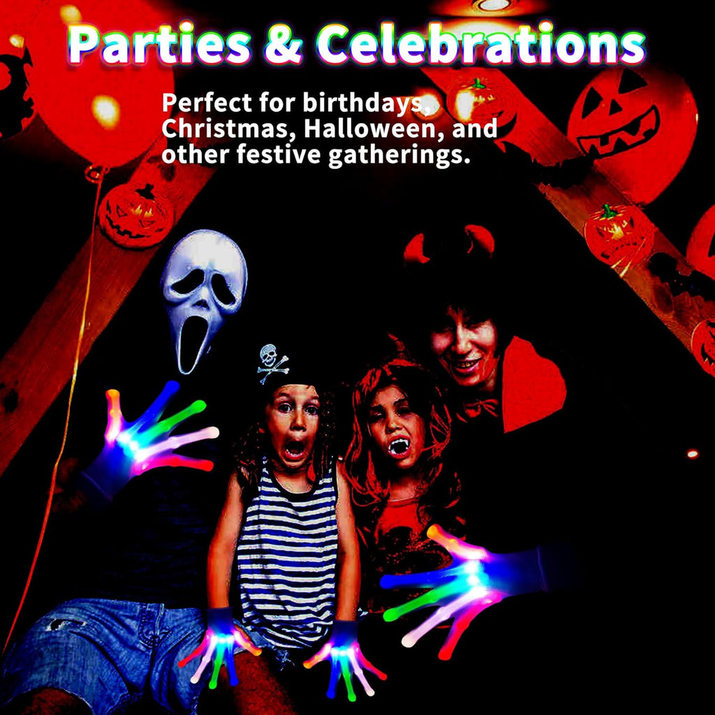LED Gloves, Light Up Gloves for Kids Birthday Gift Cool Fun Toys for 5-12 Year Old Boys Girls with 5 Color/6 Mode