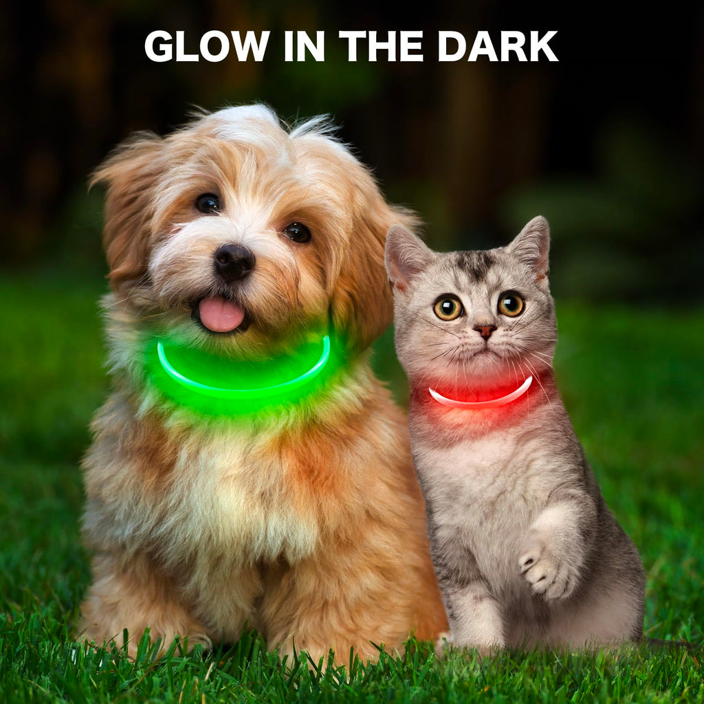 BSEEN Light Up Dog Collar, High Visibility LED Dog Collar Rechargeable- Rainproof TPU Cuttable Glowing Pet Collar for Small Dogs & Cats - Puppy Safety Lights for Night Walking (XS- Blue 40cm)