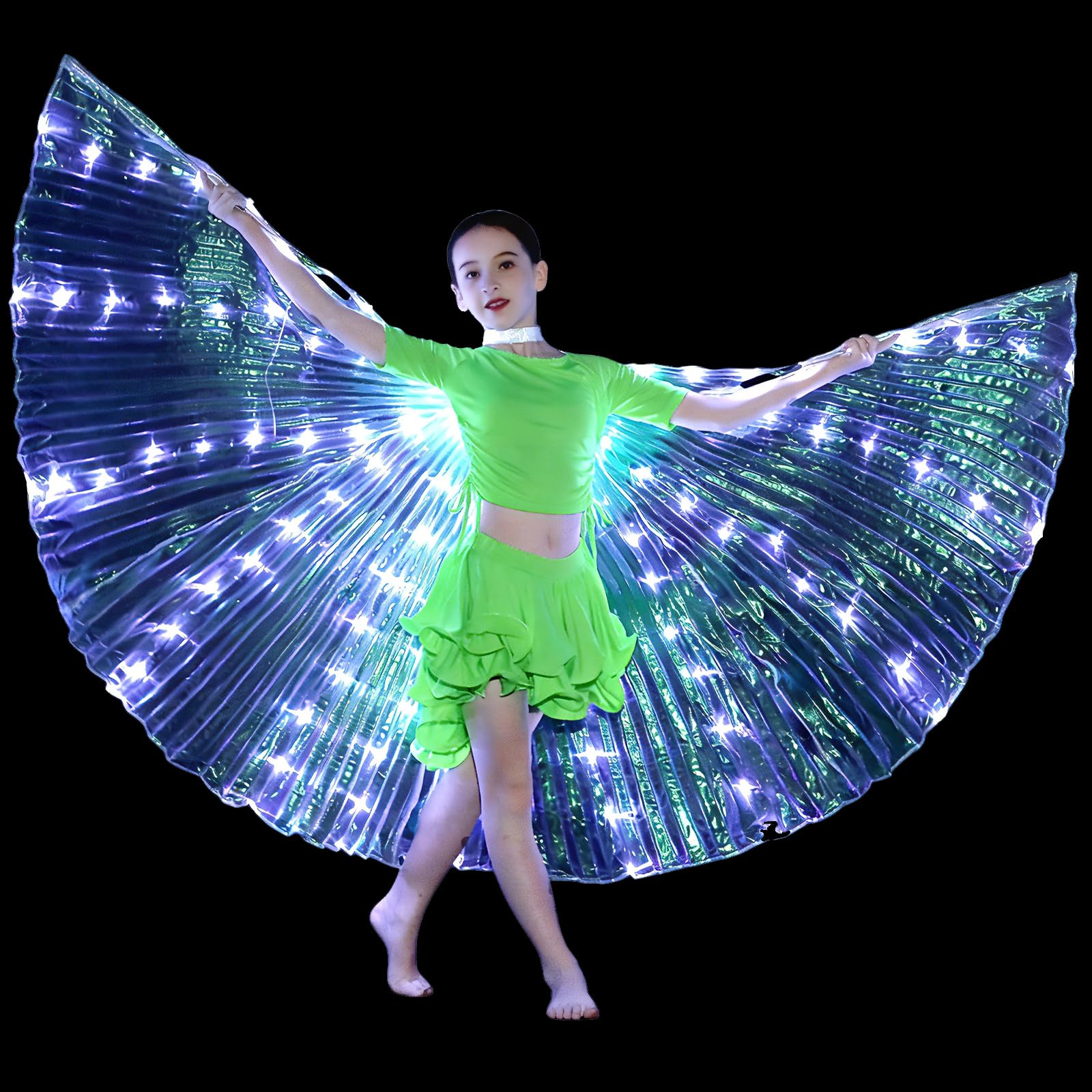 Girls Light up Angel Wings Led Wings Belly Dance Costumes for Halloween Christmas Rave Party