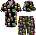Men's 2 Piece Tracksuit Hawaiian Shirt Shorts Button Down Shirt and Shorts Sets with Bucket Hats
