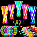 TURNMEON 100 Pack Ultra Bright Glow Sticks Bulk Easter Glow In The Dark Party Supplies Necklace Bracelet with Connector 8" Light Up 14Hrs Long Last Party Favors Toy Birthday Wedding Pool Patriotic
