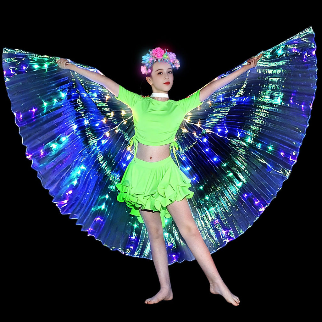 Girls Light up Angel Wings Led Wings Belly Dance Costumes for Halloween Christmas Rave Party