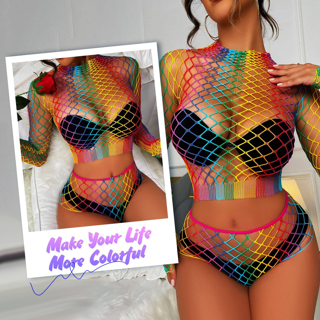 Lingerie Sets for Women Sparkly Rhinestone Sexy Fishnet Babydoll Bodysuit Mesh Chemise Nightwear