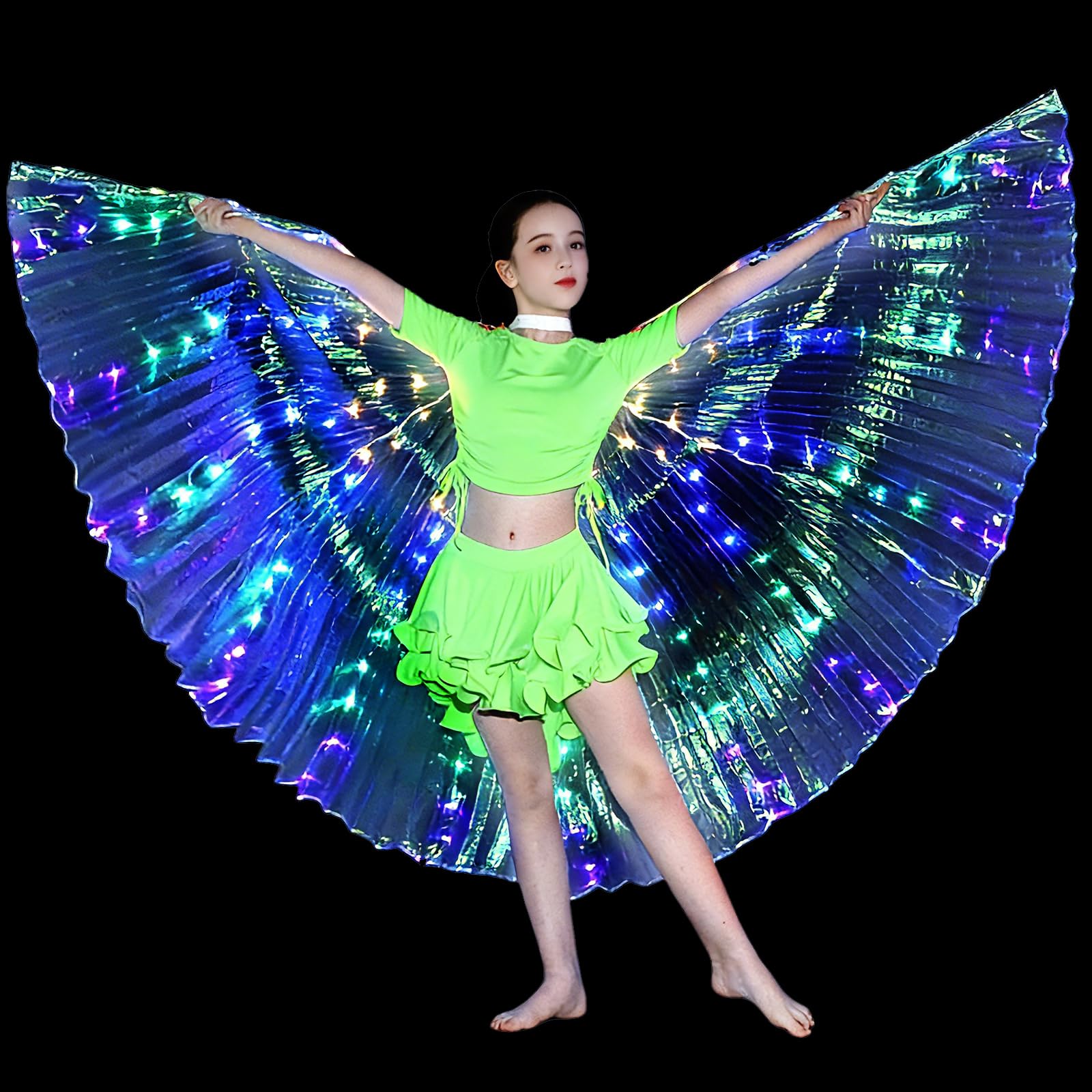 Girls Light up Angel Wings Led Wings Belly Dance Costumes for Halloween Christmas Rave Party