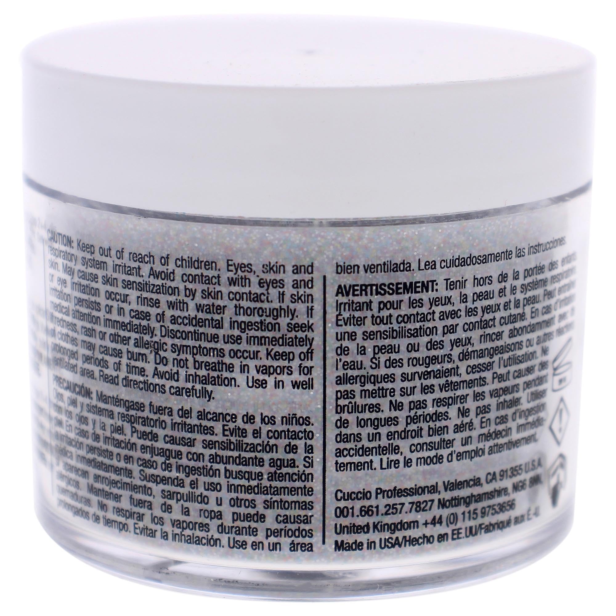 Cuccio Pro Powder Polish Dip - Silver W/ Silver Glitter - Nail Lacquer for Manicures & Pedicures, Easy & Fast Application/Removal - No LED/UV Light - Non-Toxic, Odorless, Highly Pigmented - 0.5 oz