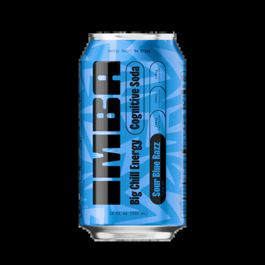 IMBA Sour Blue Razz Energy Drink - 12 Pack of 355 Ml Cans - Non GMO, Vegan, Gluten Free, No Artificial Colors or Sweeteners