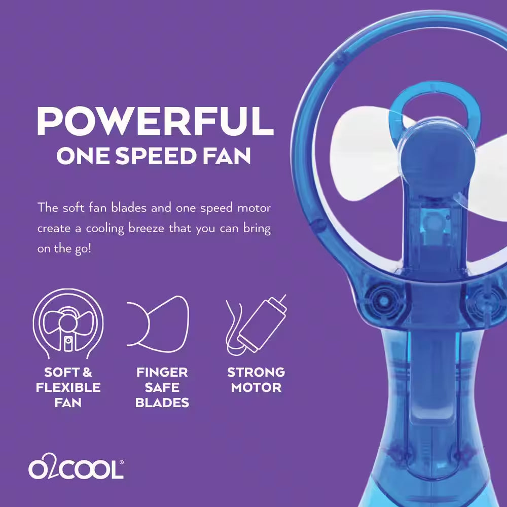 Deluxe 3.0 In. 1 Fan Speed Personal Misting Fan in Blue