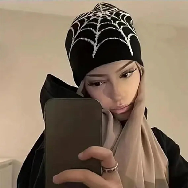 2026 Tiktok Viral Y2K Mesh Spider Web Beanie Breathable Night Rave Hat for Summer Festivals Goth Cyberpunk Unisex Accessory Men Women Baseball Cap Wave Adjustable Snapback