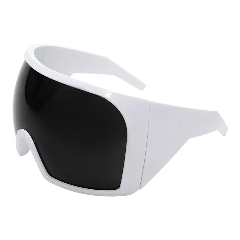 Futuristic Wrap around Sunglasses Rave Curved Lens UV400 Protection 2000'S Eyewear Oversized Y2K Sun Glasses Cool Steampunk Oversize Wrap around Sunglasses