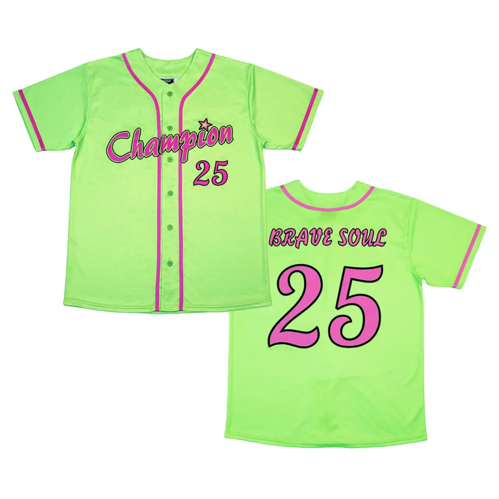 Neon Green #25 Baseball Jerseys Unisex Classic Fit Quick Dry Tracksuit Gym Outfits Loose Breathable Rave Soft Comfort Jerseys & Workout Tops High-Quality Sublimation Print with Tatami Stitch Embroidery Men'S Trend Dia De Muertos Style Clothes
