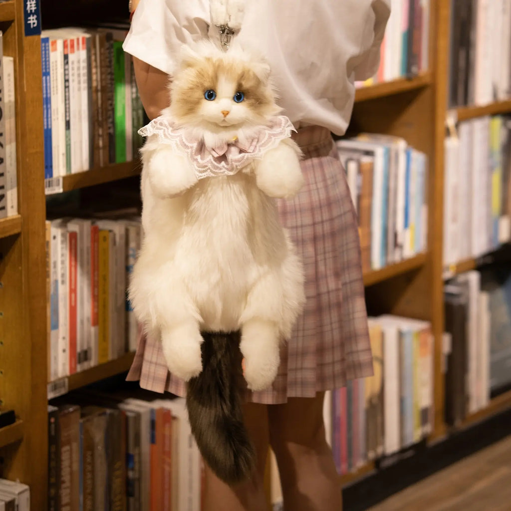 19'' Cat-Shaped Fashion Backpack Handmade Realistic Plush Animal Cat - 1 Set Chong Ker