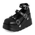 Platform Ankle Boots for Women Goth Boot round Toe Ankle Strap Buckle Heart Studs Fashion Rave Punk Concert Night Club Jennifers Body Trendy Gothic Short Booties