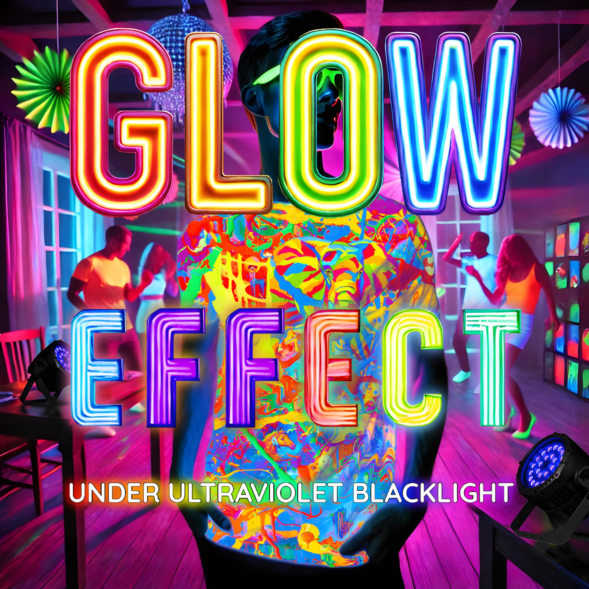UV Reactive Blacklight Rave T-Shirt – Neon Glow Festival Tee