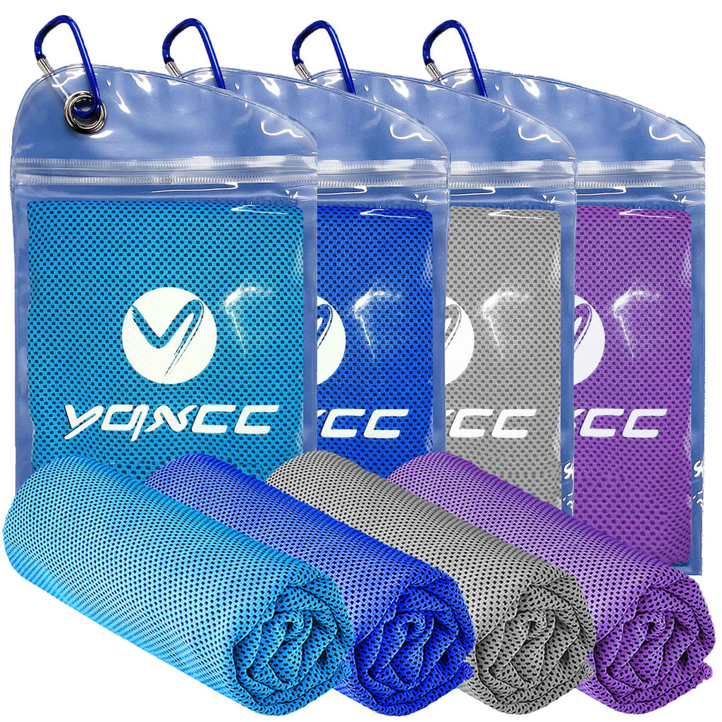 YQXCC Cooling Towels | 4 Pack 47"x12" | Ice Cool for Neck | Microfiber Soft Breathable Chilly | for Yoga, Sports, Golf, Gym, Camping, Running, Fitness, Workout & More Activities