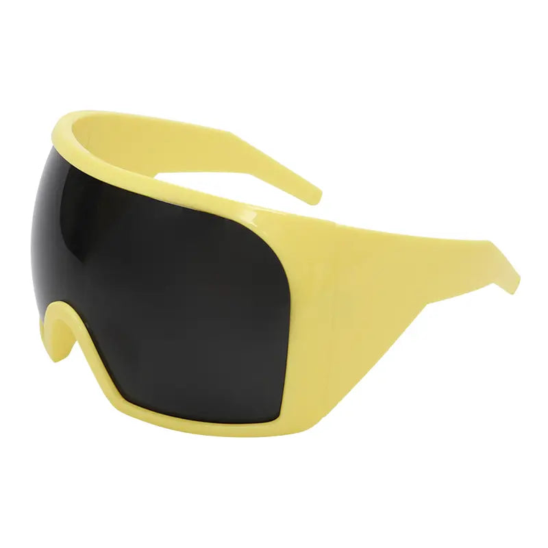 Futuristic Wrap around Sunglasses Rave Curved Lens UV400 Protection 2000'S Eyewear Oversized Y2K Sun Glasses Cool Steampunk Oversize Wrap around Sunglasses