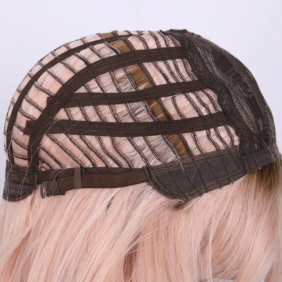 SMILCO 24" Ombre Pink Ash Brown Synthetic Wig, Glueless, Natural-Looking Scalp, Full Machine Cap, SM410 Adjustable Straps & Breathable Cap, Vibrant Color & Soft Texture