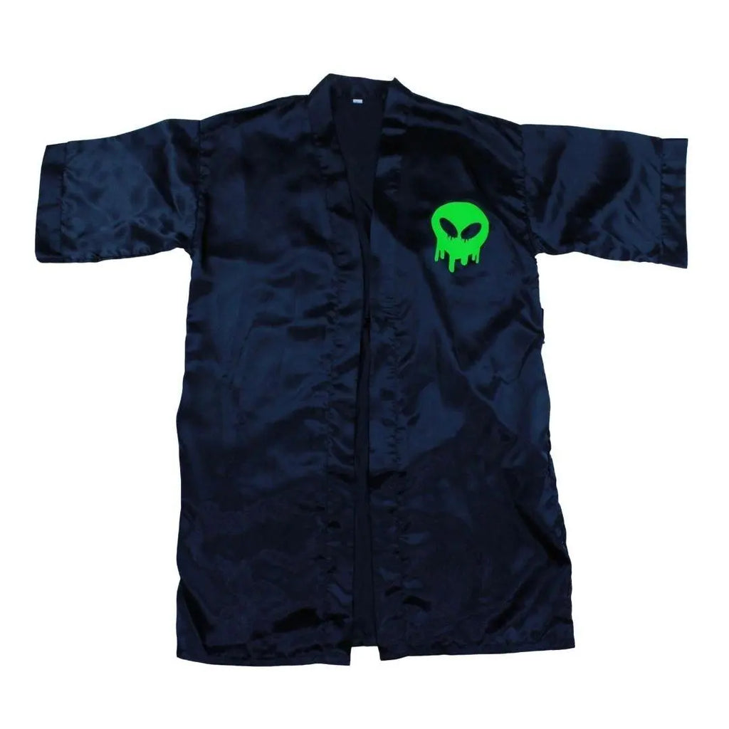 Black & Green Silk Robe – Handmade Statement Loungewear