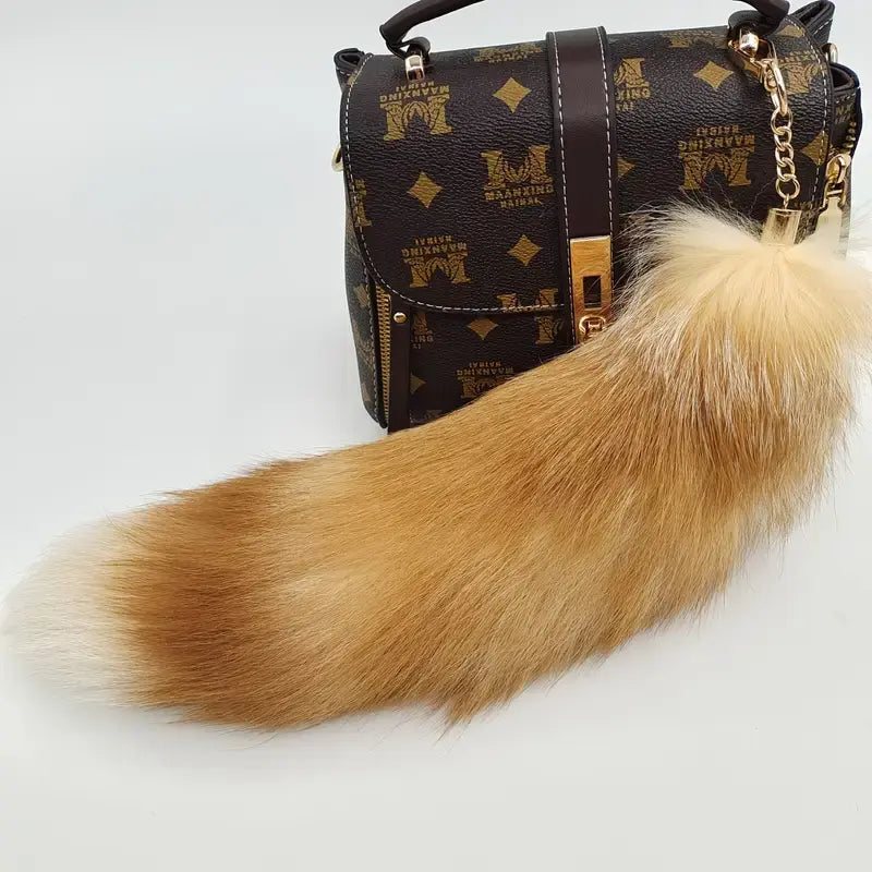 Fox Tail Keychain - Fluffy Faux Fur Anime Cosplay Accessory with Adjustable Hook for Bags Rave Festival Kawaii Gothic Bag Charm Pendant