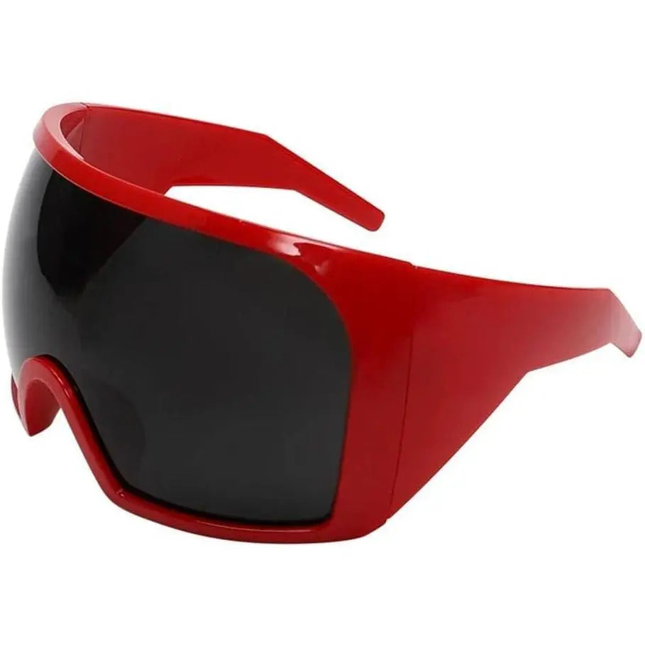 Futuristic Wrap around Sunglasses Rave Curved Lens UV400 Protection 2000'S Eyewear Oversized Y2K Sun Glasses Cool Steampunk Oversize Wrap around Sunglasses