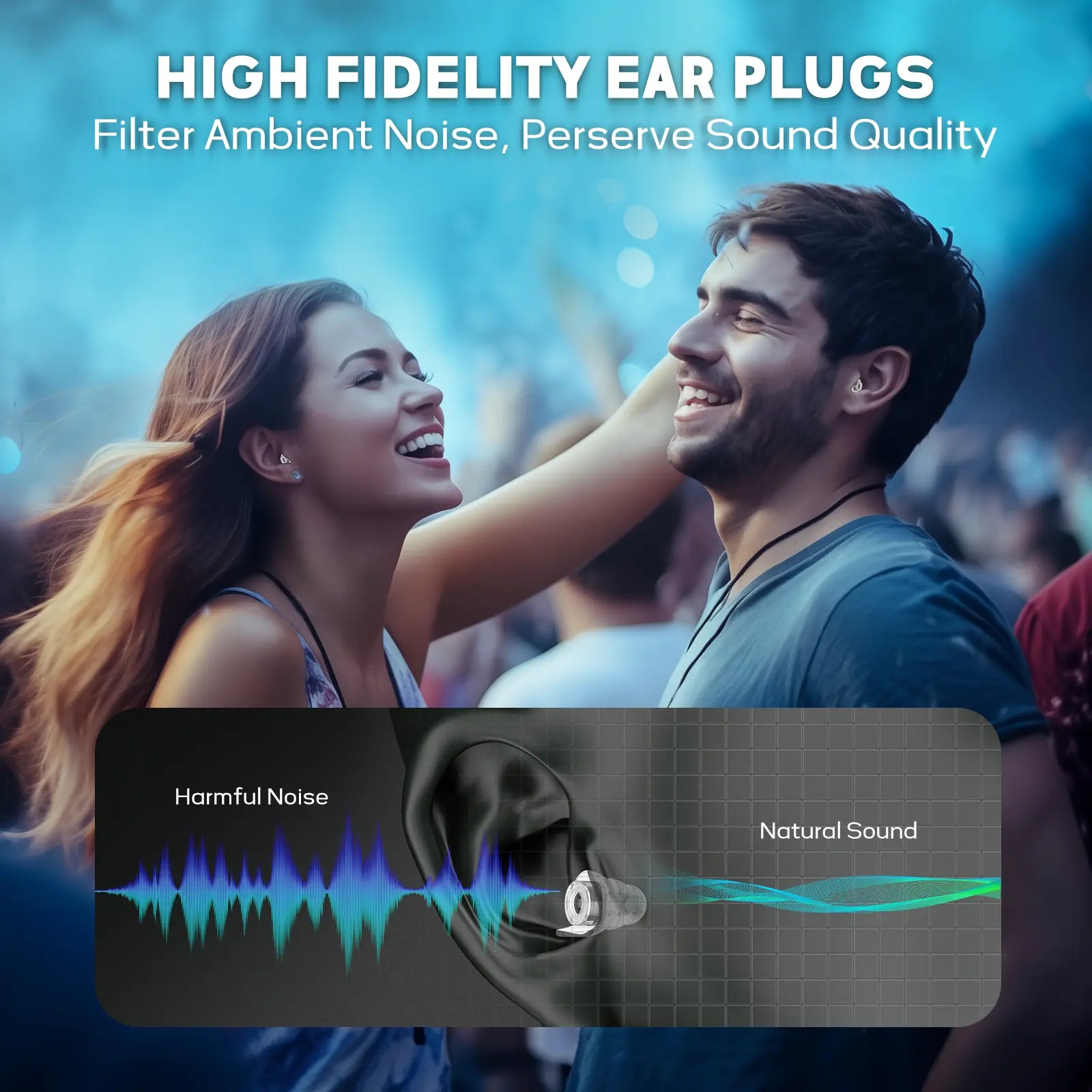 Hearprotek HP16 Hi-Fi Spirit Concert Ear Plugs, High Fidelity Silicone Music Ear Plugs for Concerts, Noise Reduction, Hearing Protection, Motorcycle, Musicians, Rave, Dj, Tinnitus Relief (Medium Size) High Fidelity Noise Cancellation Noise Reduction